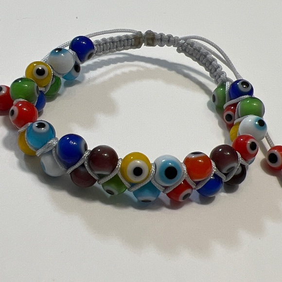 Hand Crafted Jewelry - Evil eye double shamballa bracelet
